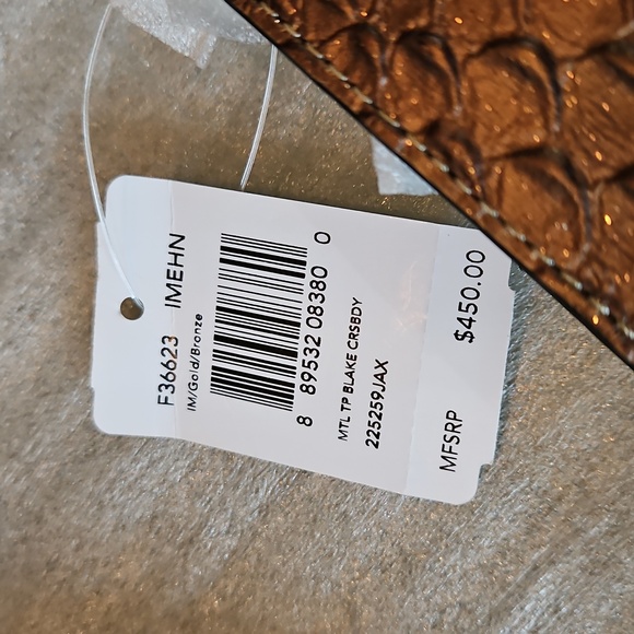 Coach Blake Crossbody Bag Metallic Snake Embossed Bronze Leather Gold Hdwr NWT - Picture 3 of 16